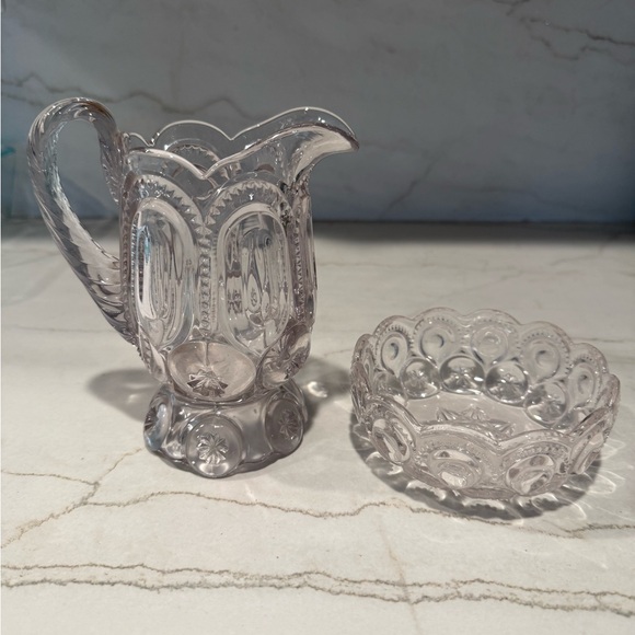 L.E. Smith Other - Vintage L.E. Smith Moon and Stars Pitcher and Small Bowl